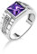BySilverStone Jewelry Gravierter Mäander-Herren-Amethyst-Ring Aus Sterlingsilber, Männlicher Versprechensring Mit Quadratischem Amethyst, Lila Stein-Modering Für Männer
