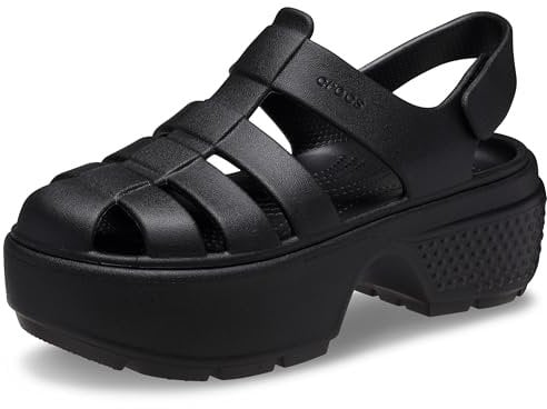 Crocs Unisex-Adult Stomp Fisherman Sandal Heeled, Black, 7 UK Men / 8 UK Women