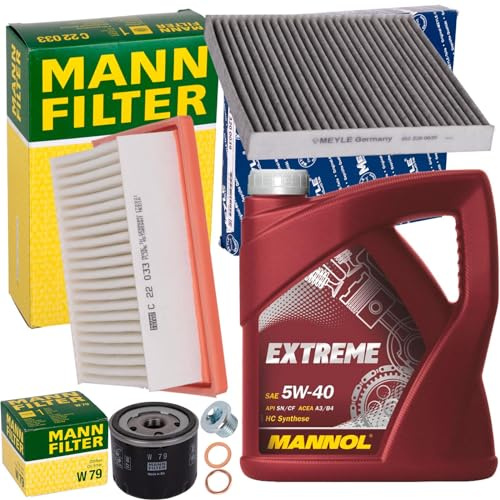 Inspektions-Kit Paket + 5W40 Öl | W 79+C22033+0123200039+518.471.021+5W40 Mannol Kompatibel mit Forfour Schrägheck (453),Fortwo Coupe (453),Twingo III (bcm_,