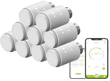 Qiumi Vannes de radiateur thermostatiques intelligentes Wifi Direct, aucune passerelle requise, fonctionne avec Alexa Googlehome