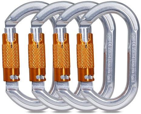 Karabiner Klettern Kletterausrüstung, Karabinerhaken aus Aluminium Karabiner Karabinerhaken für Hängematte, Schaukel, Camping, Angeln, Outdoor-Ausrüstung(22KN, 4 Pack)