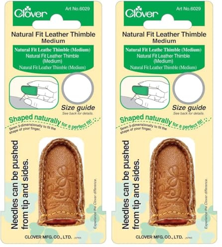 Clover Natural Fit Leather Thimble: Medium, 1 (Pack of 2)