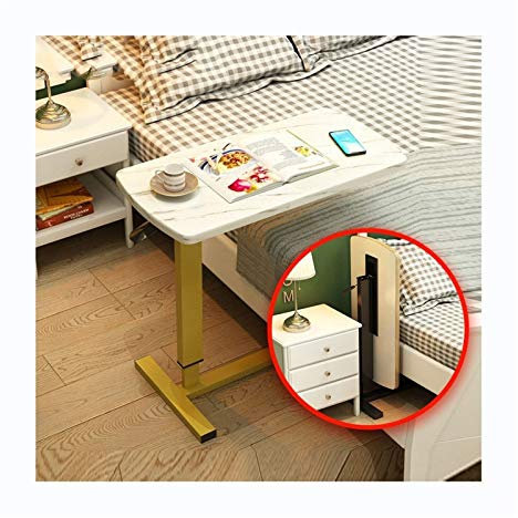 SARUEL Tavolino mobile sopra il letto Tavolino da letto per ospedale - Vassoio girevole con ruote - Regolabile sopra il comodino Scrivania da casa - Laptop, lettura, carrello per la colazione Tavo