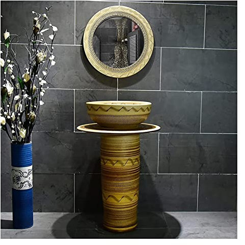 Meuble sous-Vasque avec lavabo, lavabo de Salle de Bain avec piédestal Complet, lavabo de Salle de Bain sur Pied autoportant, avec piédestal, lavabo sur Pied Dur et Facile à nettoy