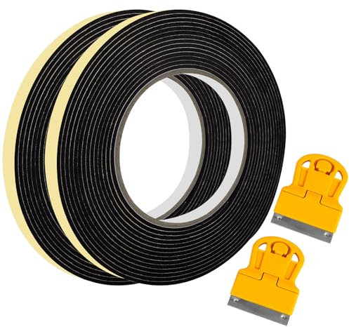 Dichtungsband für Kochfeld mit kleinem Schaber, Dichtband für Kochfeld 2 Stück 7mm x 2mm Montageband für Ceranfeld Kochfeld Dichtband