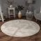 Paco Home Teppich Wohnzimmer Kunstfell weich waschbar modern elegant pflegeleicht Felloptik Uni Seidenglanz flauschig Kurzflor, Grösse:Ø 100 cm Rund, Farbe:Creme