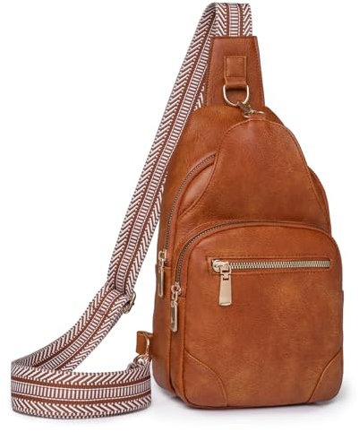 Myhozee Brusttasche Damen Sling Bag - Klein Umhängetasche Anti-Diebstahl Crossbody Bag PU Leder Bauchtasche für Frauen Schultertasche Damen mit Breiter Gurt Für Reisen, Einkaufen