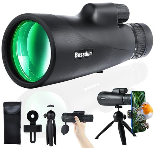 10-30X50 Zoom Monocular Telescope High Power, BAK-4 Prism HD Monoculars for Adults with Smartphone Adapter & Tripod Portable Monocular for Hunting Hiking Star Bird Watching Black