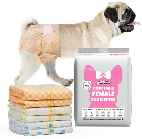Dono Hunde Windeln Weiblich,60 Stück,Hundewindeln für Hündinnen,Katzenwindeln,Nässeindikator, Hund Läufigkeitshose für Hunde in der Saison,super saugfähig,Inkontinenz,Hitze,XXS,XS,S,M