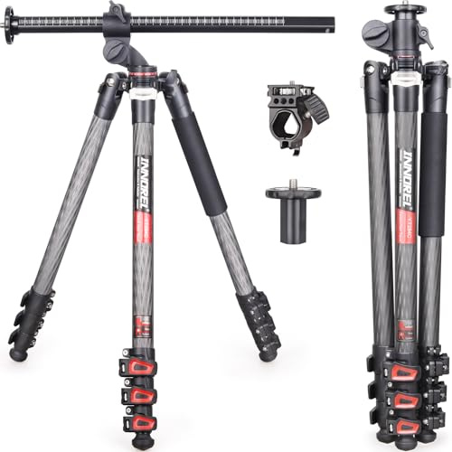 Trépied Horizontal en Fibre de Carbone INNOREL YT284C avec Colonne Centrale rotative Multi-Angle, trépied de Tube Professionnel de 29mm Monopode pour caméscope vidéo DSLR Charge de tir aérienne 20kg