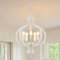 WTUOING Kronleuchter Vintage Weiß 5 Lichter Kronleuchter Modern Weiss Pendelleuchte im Landhausstil für Wohnzimmer, Schlafzimmer, Esszimmer, Flur, Shabby Chic Hängelampe mit Retro-Elementen