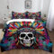 XCQHZYQ Bettwäsche 135x200 cm Buntes Gekritzel Totenkopf-Indianer-Kopfschmuck Kinder Bettwäsche Set 3D Druck Baumwolle Polyester Bettbezug und Kissenbezug 80x80cm mit Reißverschluss