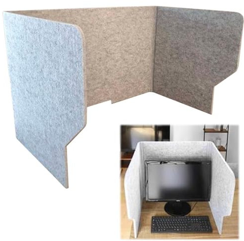 TAUIANE Faltbare Akustische Schreibtischtrennwand, Sichtschutz, 3-Teilige Trennwand, Verbessert Die Konzentration, Reduziert LäRm Und Visuelle Ablenkungen, FüR Schulen Oder BüRos,Grau,60cm