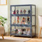Vitrinenschrank High Große Vitrine Wohnzimmerschrank Vitrinenschrank Bücherschrank Mehzweckschrank Vitrine Natürlicher Bambus+Acryl viel Stauraum Modern Vintage für Büro Wohnzimmer
