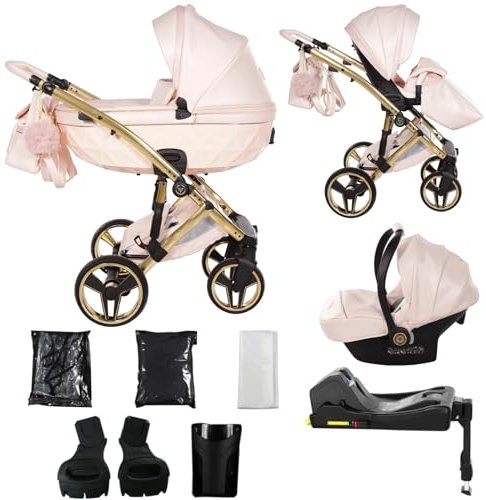 Junama Kinderwagen Candy 2in1 3in1 4in1 (01 - Perle, 4in1 mit ISOFIX Basis)