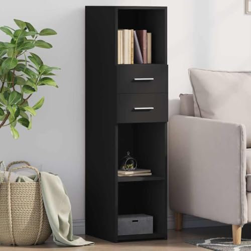 Willood Highboard Schwarz 30x42,5x124 cm Holzwerkstoff
