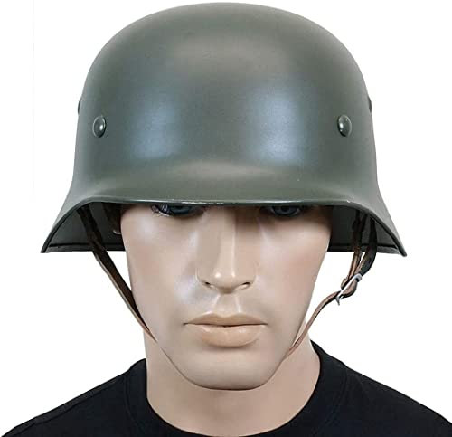 HUTRADE Deutscher WW2 M35 Stahlhelm, WWII Helm Mit Lederfutter Militärische Ausrüstung Aus Dem Zweiten Weltkrieg