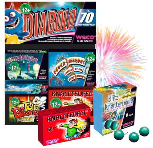 FLAME X BURN Diabolo XXL Set 70 Teile – Jugendspaß und Tischartikel Kat. F1 für Partys, Silvester und Jugendliche & Kinder 2025