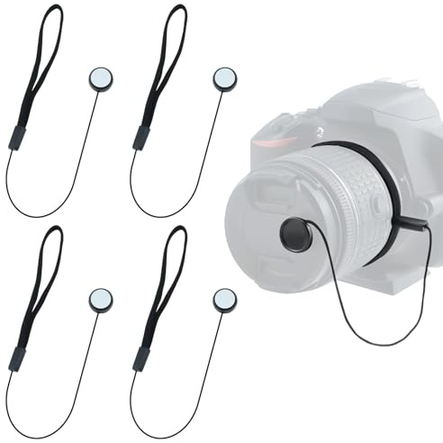 UBANU 5 Pcs Camera Lens Cap Keeper, Elastic Lens Cover Leash | Lens Cap Holder for Ca-Non、Ni-kon、So-ny、Fu-jifilm、O-lympus、Pa-nasonic & Others SLR DSRL Mirrorless Lenses
