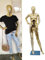 WhamtL Schaufensterpuppe Goldene Schaufensterpuppe, Ganzkörper, Weiblich, Stilvoller Schaufensterpuppen-Torso mit Metallständer, Abnehmbares, Kurviges Schneiderpuppen-Modell