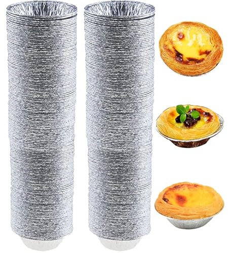 200 pcs en aluminium en aluminium Poux de tarte, mini-casseroles, tarte à pâtisserie jetable, feuille d' pour les tartes à œufs la cuisson, quiche, tarteaux de crème brulee, moules