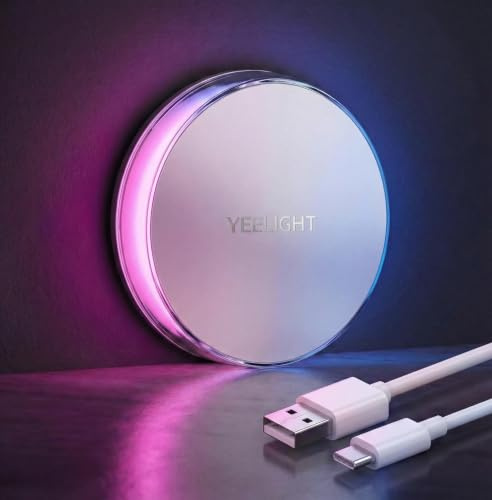 Yeelight Motion Sensor Night Light Rechargeable Color Changing RGB & Warm White, 750mAh Wireless Nightlight Type-C Up to 3 Months Runtime, LED Bathroom Night Light for Hallway, Bedroom, Party, Stairs
