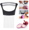 Zwiebelhalter Edelstahl Gemuseschneider Tomatenschneider Zwiebelschneider Zitrone Gemüse Slicer Schnitthilfe Zerkleinerer Fleischklopfer Fleischwolf Hilfswerkzeug für Kartoffeln Fleisch Zwiebel Gemüse