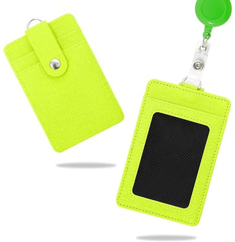 Conisy Porte badge didentite avec Laniere Retractable, Porte Carte de Badge didentite en Cuir PU Vertical avec 2 Emplacements pour Cartes, Adapte Femmes et Hommes (Porte-badge d'identité Vert Menthe)