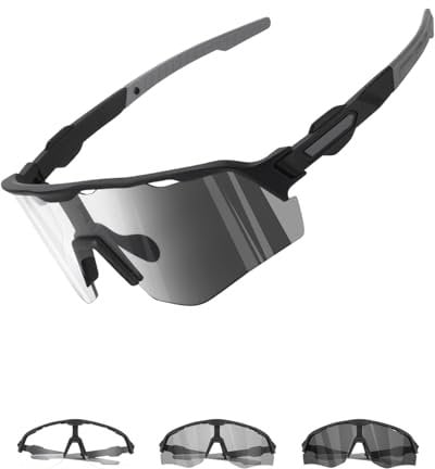 Winyoher Selbsttönend Fahrradbrille Herren,Photochrome Sonnenbrille Sport, UV400,fahrrad brille,Schnelle Brille Herren Damen, Sportbrille Für Laufen, MTB, Nacht