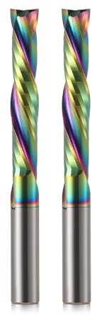 2 Pack Spiral Router Bit 2 Flute Upcut Downcut Compression 6mm Shank Solid Carbide CNC Router Bit with DLC Coating CNC Bits End Mill for Woodwork(6x32mm)