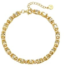 Gold Armband Damen 585, Armbänder Damen Elegant Gelb Citrin 7 Karat Gold Kettenarmband 14 Karat Gelbgold mit Zirkonia