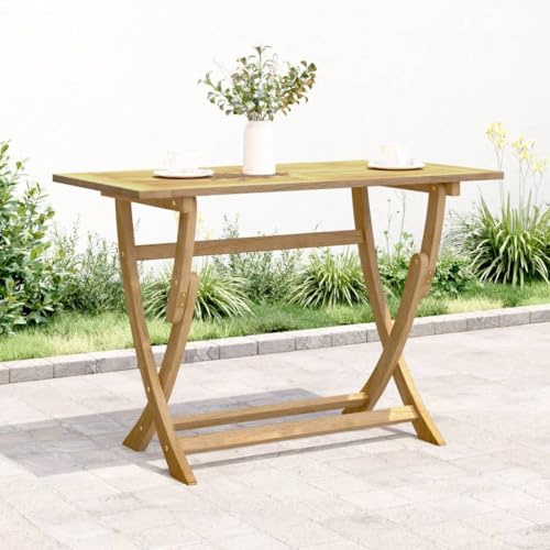 Mandloder Gartentisch Klappbar 110x55x75 cm Massivholz Akazie, Robuster Esstisch für Garten, Balkon & Terrasse, Naturholz-Finish, Platzsparendes Design