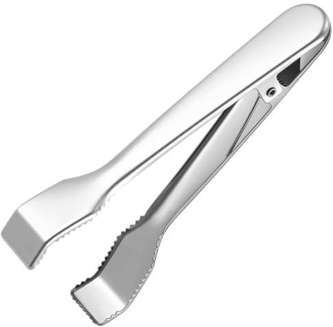 Acellegic Ice Tongs for Ice Bucket 6.7'' Silver Stainless Steel Bucket Tong