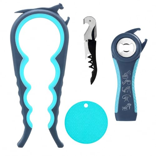 4Pcs Jar Opener for Arthritis Hands, Bottle Opener for Weak Hands UK, Open Sesame 6 in 1 Tool UK, Universal Lid Opener for Jars and Bottles, Easy Grip Opening Tool for Elderly & Seniors
