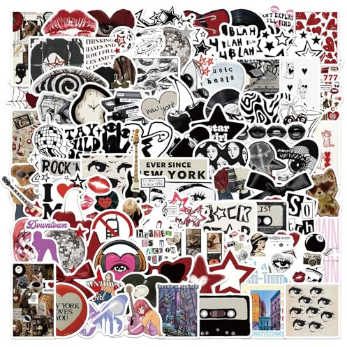 Deen 100Pcs Aesthetic Downtown Girls Stickers Set,Vinyl Vintage Y2K Aufkleber,Wasserfeste Cute Trendy Graffiti Decals Sticker for Teens Adults Water Bottle Laptop Skateboard Helm Fahrrad Scrapbooking