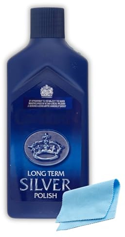 Silver Cleaner for Jewellery Bundle with Silver Polishing Cloth – Long-Term Silver Jewellery Cleaner Liquid & Lint-Free Cloth for Tarnish Removal, Silverware & Jewellery Care