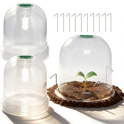 Générique Cloche Jardin Potager, Cloche pour Salade Potager, Protection Pluie Et Gel, Ventilation Améliorée pour Croissance Saine, pour Plantes D’Extérieur Protection Contre Le Gel (10 PCS)