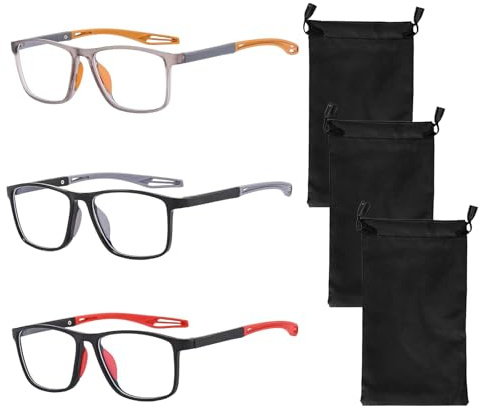 Mudwwk 3 Stück Brille mit Automatischer Sehstärke und Brillentasche, Intelligente Brillen, Retro-Fassungen, Brille die Sich Automatisch der Sehstärke Anpasst für Nah und Fernsicht Unisex