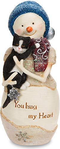 Pavilion Gift Company The Birchhearts You Hug My Heart Snowman Figurine Holding Cat, 5, White