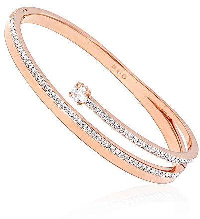 Swarovski Women's Fresh Bangle, 5.8x 5.2 cm, Brilliant White Crystals with a Rose-Gold Tone Plated Cuff, from the Swarovski Fresh Collection