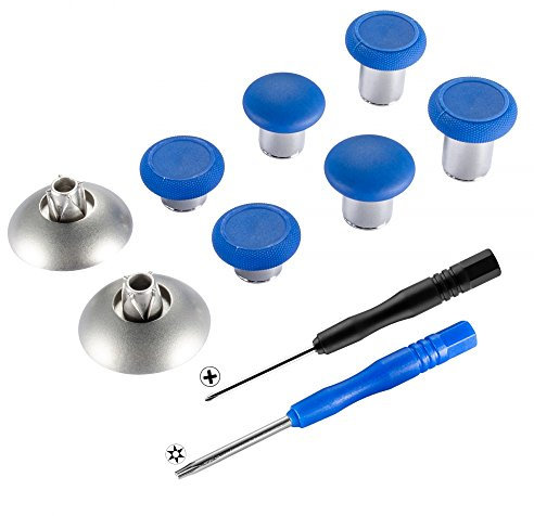 eXtremeRate 8 in 1 Blue Metal Magnetic Thumbsticks Analog Joysticks for Xbox, PlayStation, Xbox Series X/S