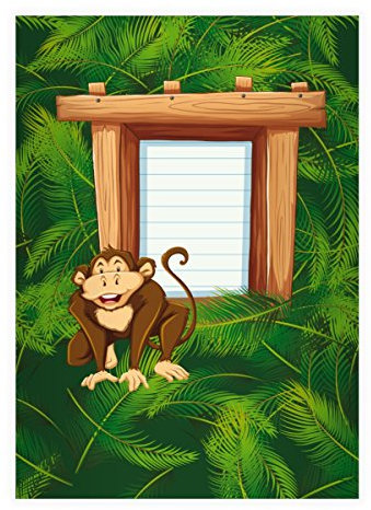 Kartenkaufrausch 16 Wilde grüne Dschungel DIN A5 Schulhefte, Schreibhefte mit lustigem Comic AFFE Lineatur 4 (liniertes Heft)