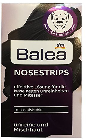 Balea Nosestrips mit Aktivkohle, 3 strips (1er Pack) (1er Pack)