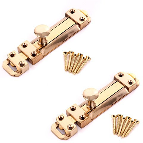 2X Heavy Duty 4/100mm Solid Brass Slide Door Bolts - Dead Lock Security Catches/Latches