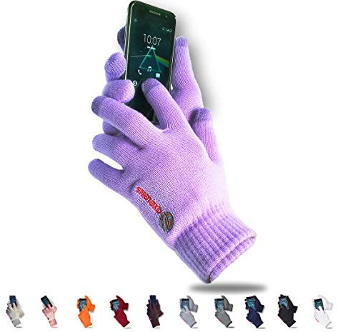 AXELENS Touchscreen Winter Handschuhe Damen Laden Kind Warme Wollhandschuhe Winterhandschuhe Innerseite Stricken Fleece für Smartphones Telefon Handy Bequem mit Geschenkbox inklusive! LILA/VIOLETT