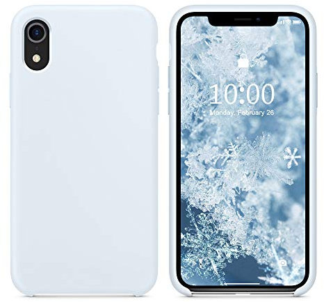 SURPHY Coque iPhone XR, Silicone Liquide Case avec Doux Microfibre Coussin Doublure Cover Protection Bumper Anti-Choc Housse Étui pour iPhone XR 6,1 Pouces - Bleu Clair