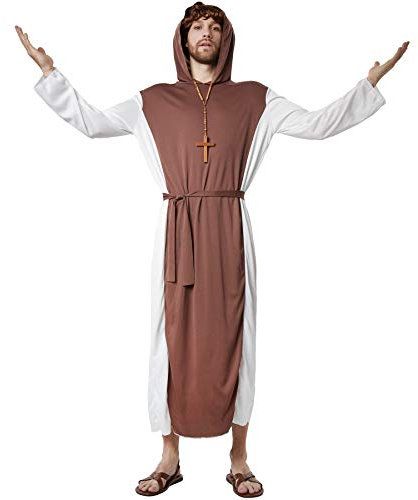 dressforfun 900530 - Herrenkostüm frommer Klosterbruder, Knöchellanges Gewand inkl. Bauchgurt und Kette mit Kreuz (M | Nr. 302656)