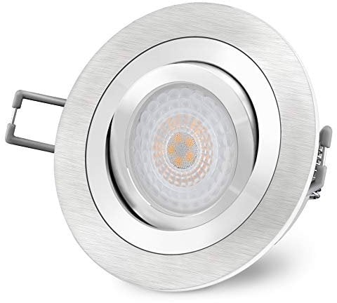 SSC-LUXon RF-2 Einbaustrahler LED flach mit fourSTEP 'Dimmen ohne Dimmer' 4W warmweiß - Einbauspot schwenkbar rund gebürstet