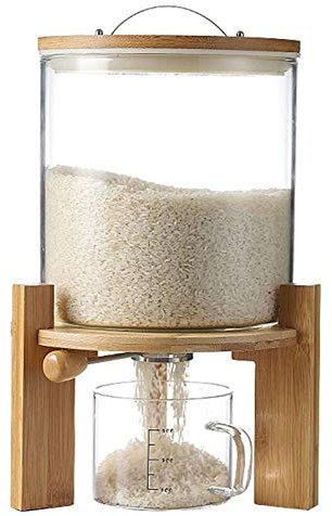 Aprilhp Vorratsdosen Glas Luftdicht 5L, Vorratsbehälter Set Küche, Müslispender, Behälter für Müsli Cornflakes Spender mit Deckel, Frischhaltedosen mit Holzständer