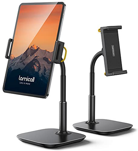 Lamicall Tablet Ständer Verstellbare, Tablet Halterung - Universal Halter, Stand für 2022 iPad Pro 9.7, 10.5, 12.9, iPad Air Mini 2 3 4, für Switch, Tab, iPhone, und Tablet mit 4.7-13 Zoll - Schwarz